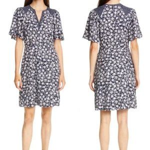 New! Rebecca Taylor Silk Floral Print A-line Flutter Sleeve Cocktail Dress